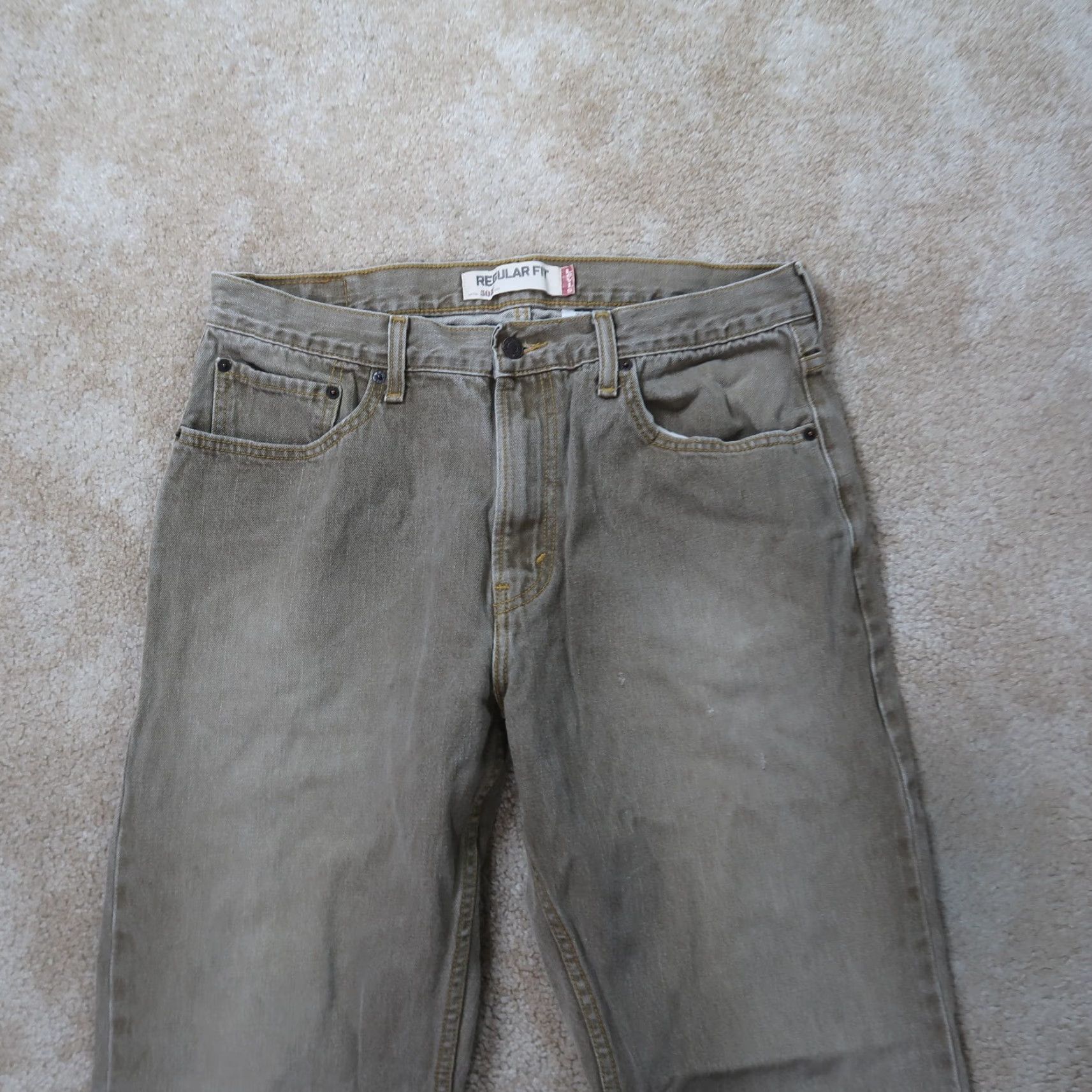 Levi's Levi's 505 Regular Fit Straight Leg Jeans Mens 36x32 Beige Denim Pants Size US 36 / EU 52 - 2 Thumbnail