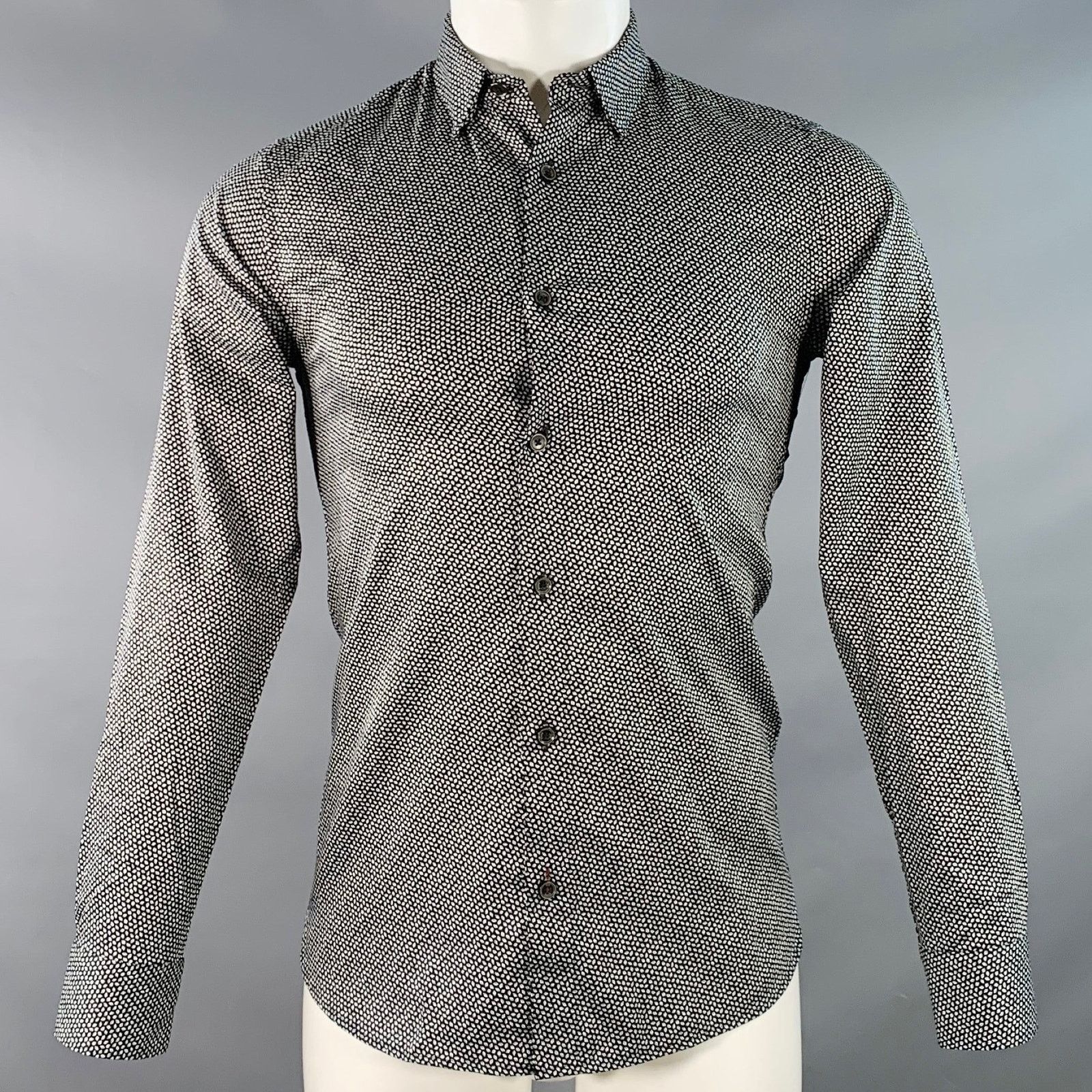 Ted Baker Blolet Black White Leaves Cotton Spread Collar Long Sleeve Size US S / EU 44-46 / 1 - 1 Thumbnail
