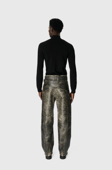 Marine Serre BNWT AW25 MARINE SERRE VINTAGE MOON LEATHER BELTED PANTS 46 Size US 30 / EU 46 - 14 Thumbnail