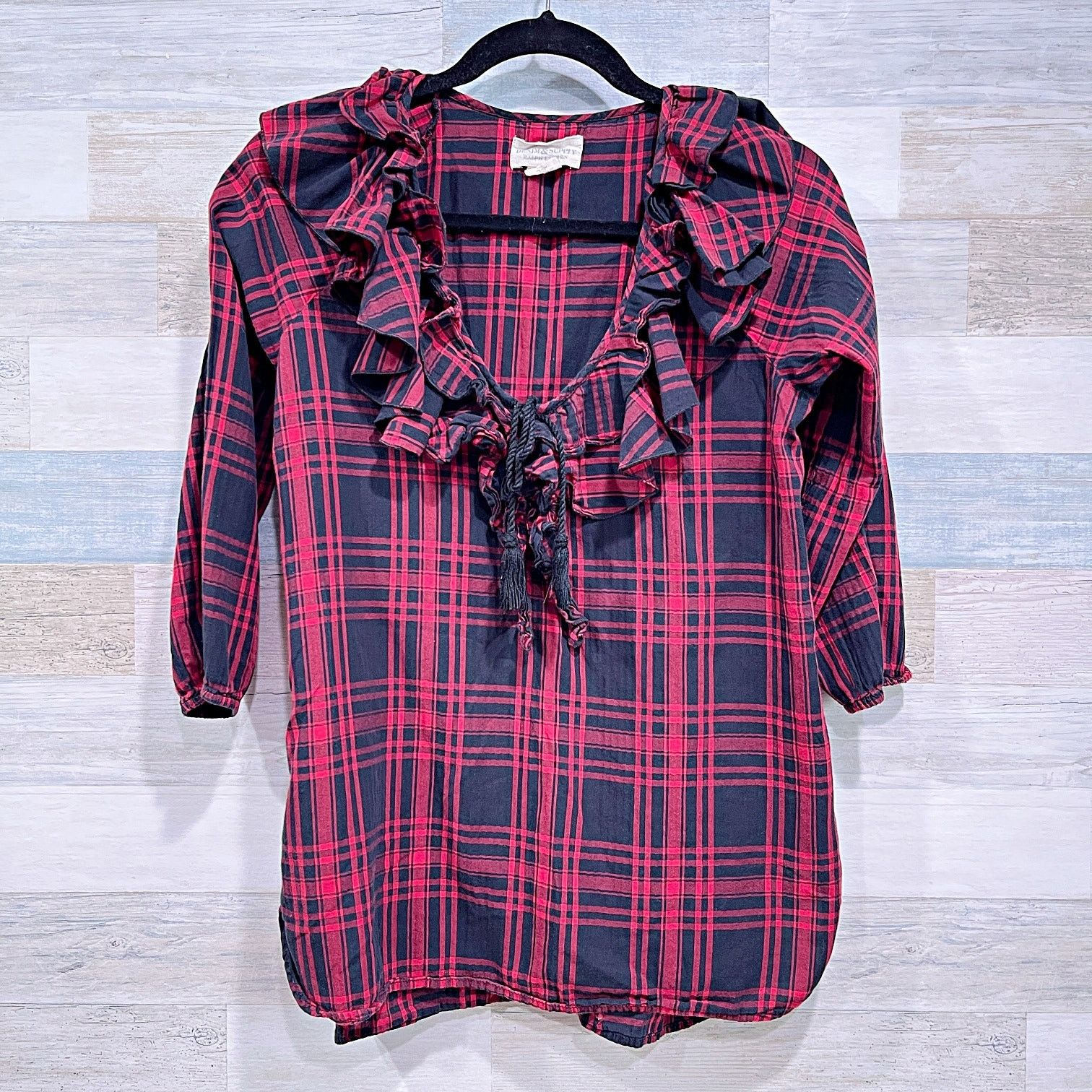 Denim & Supply Ralph Lauren × Ralph Lauren DENIM & SUPPLY Ralph Lauren Ruffle Plaid Shirt Womens Small Size S / US 4 / IT 40 - 1 Thumbnail