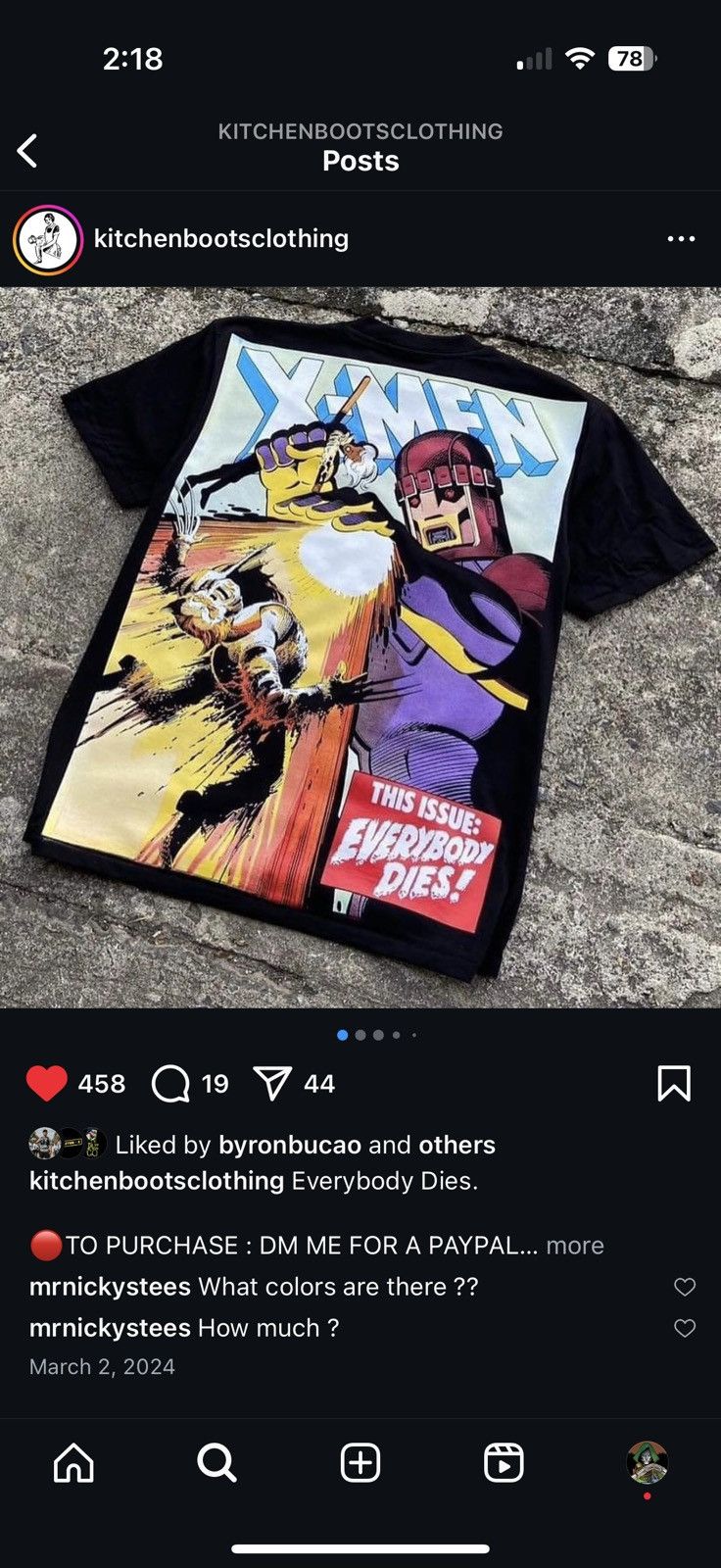 Marvel Comics Kitchen Boots - Everybody Dies X-Men Shirt Size US L / EU 52-54 / 3 - 5 Thumbnail