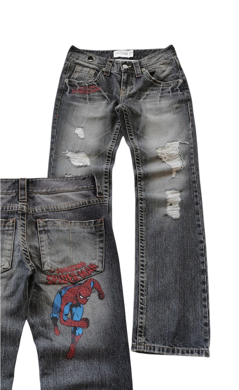 Vintage Vintage Spiderman Marvel Switch Distressed Black Jeans Size US 30 / EU 46 - 1 Thumbnail