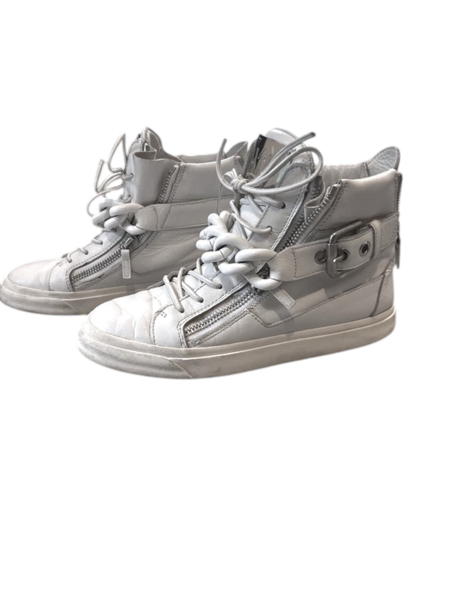 Giuseppe Zanotti Giuseppe Zanotti White Chain Hi Top Sneakers, Mid 2010s Size US 7 / EU 40 - 6 Thumbnail