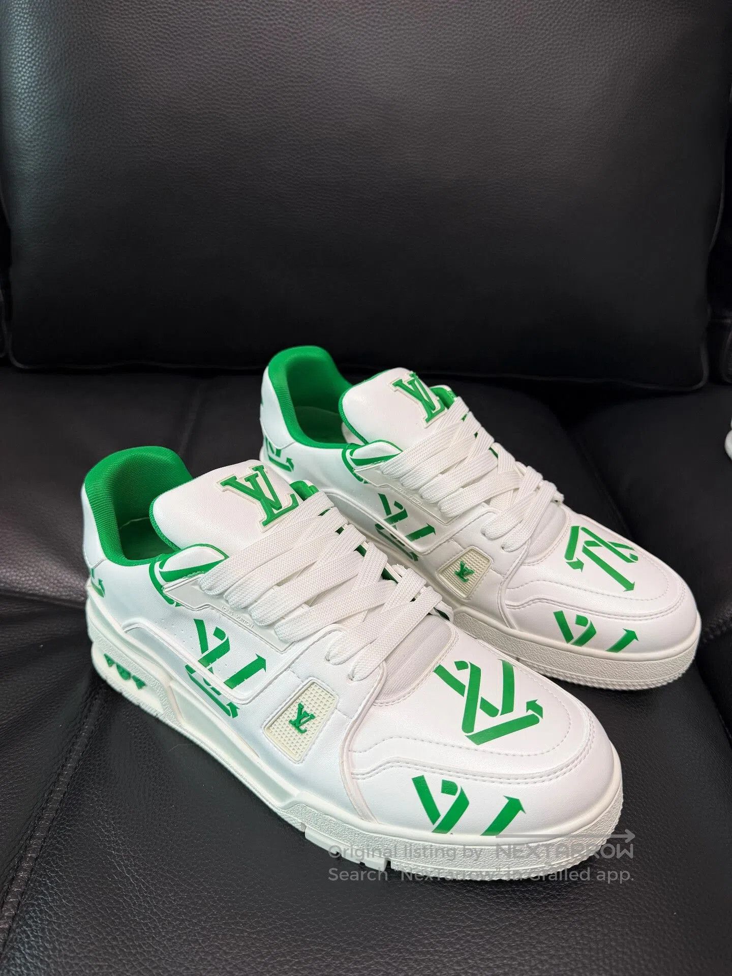 Louis Vuitton LV Trainer White Green Eco Series. Size US 8 / EU 41 - 4 Thumbnail