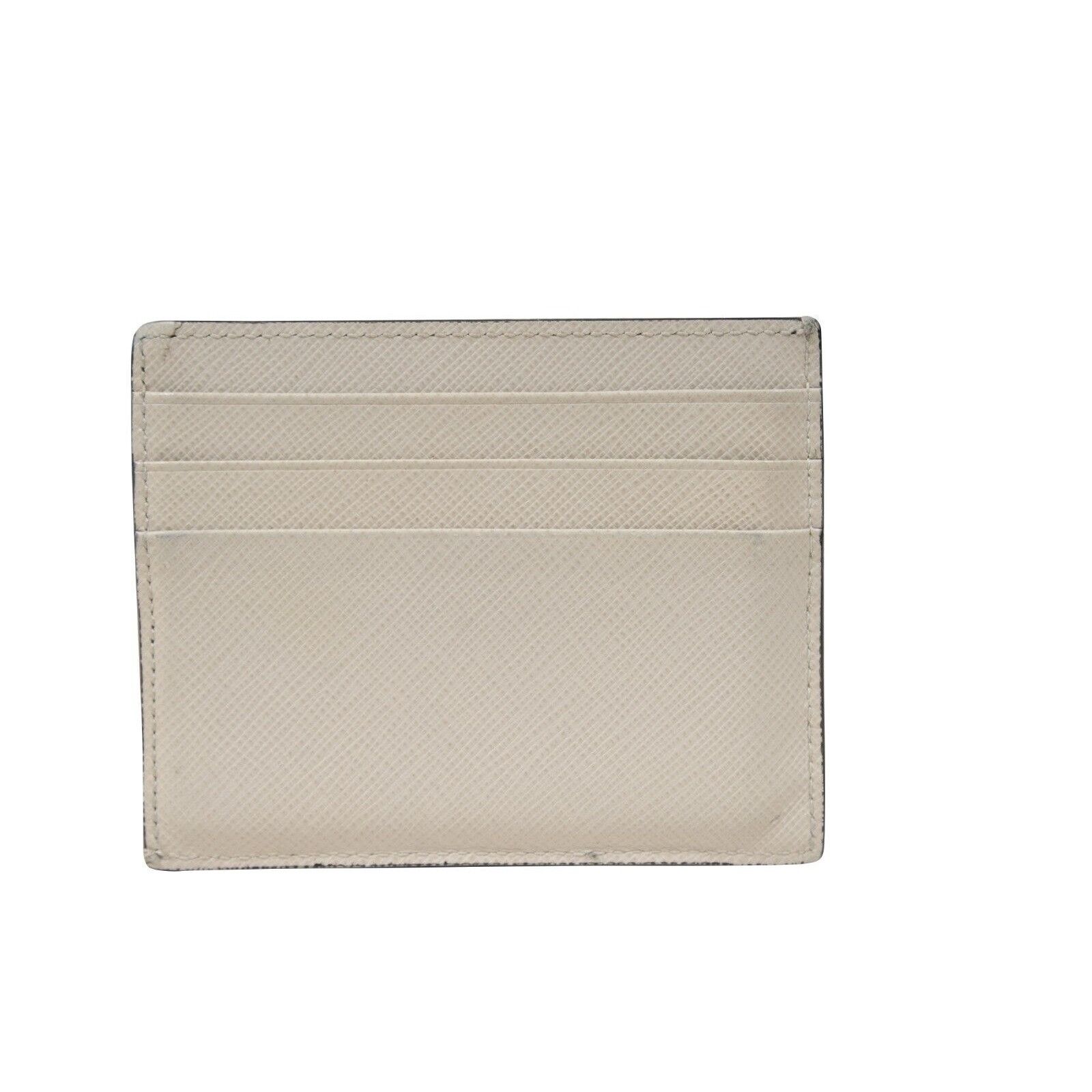 Prada Card Holder Wallet Off-White Cream Black Leather Size ONE SIZE - 3 Thumbnail