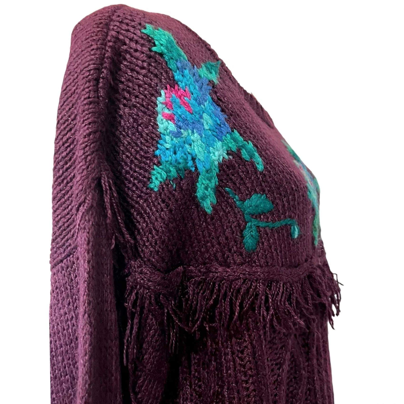 Vintage VINTAGE Center Aisle Women’s Sweater Turtleneck Knit Fringe Purple XL Pullover Knit Long Sleeve Shoulder Pads Size XL / US 12-14 / IT 48-50 - 7 Thumbnail