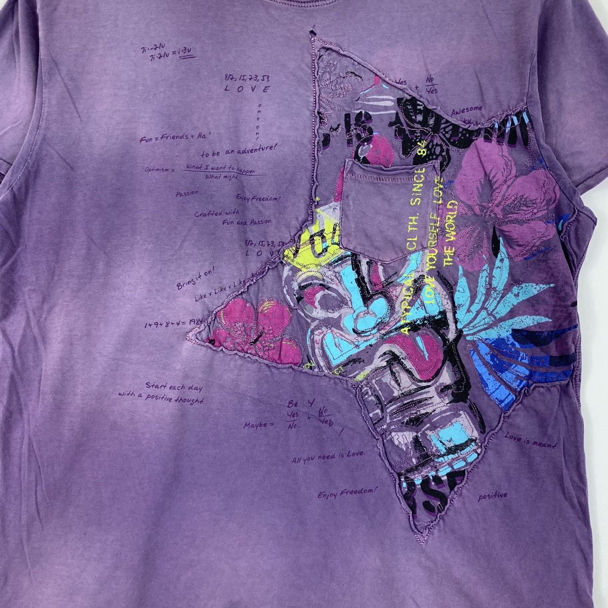 Vintage DESIGUAL LOVE YOURSELF Distress Design Tee Shirt Top Size L / US 10 / IT 46 - 3 Thumbnail