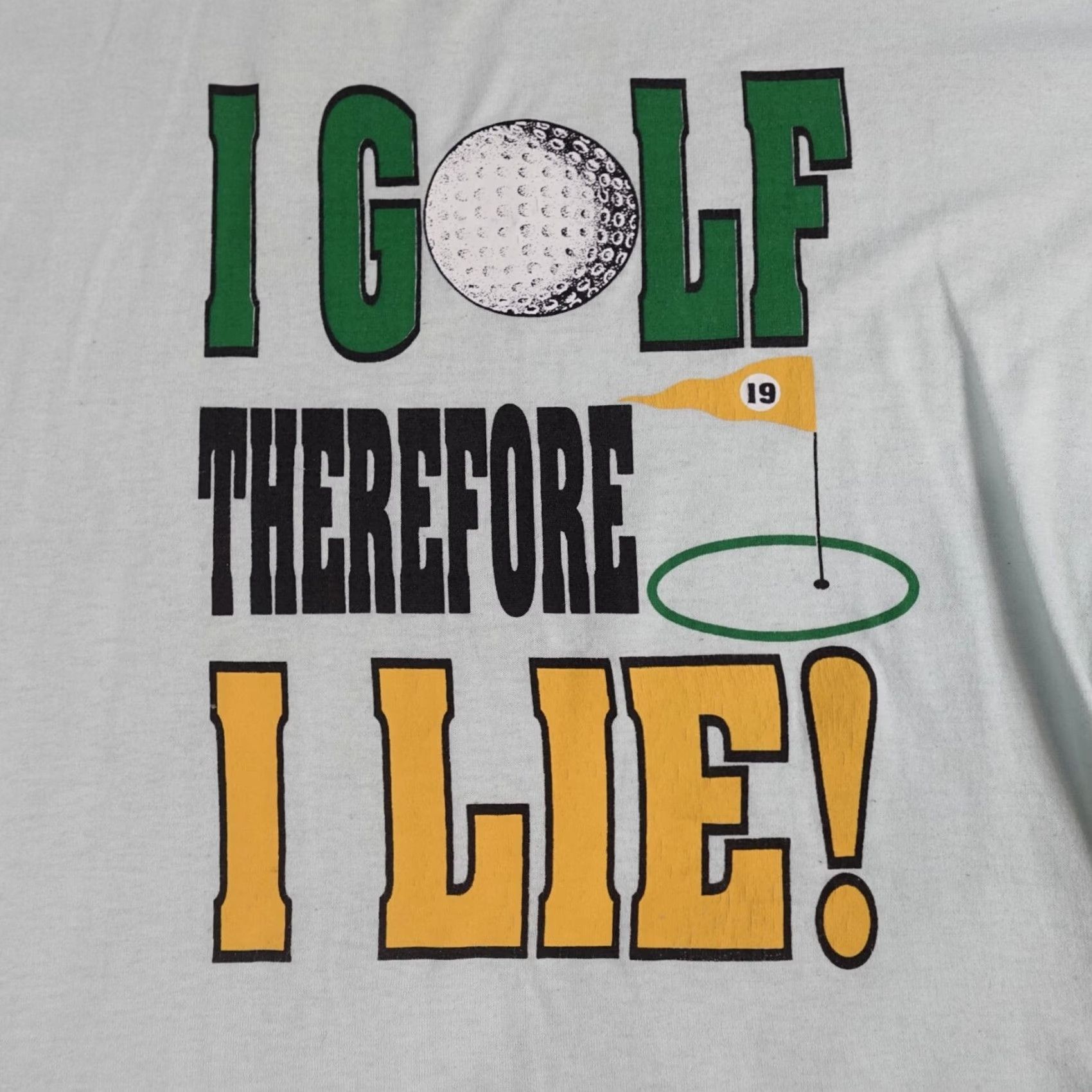 Jerzees VINTAGE Jerzees Golf Shirt M Blue Teal Novelty I golf Therefore I Lie Graphic Print Crew Neck Short Sleeve Mens M Size US M / EU 48-50 / 2 - 2 Thumbnail