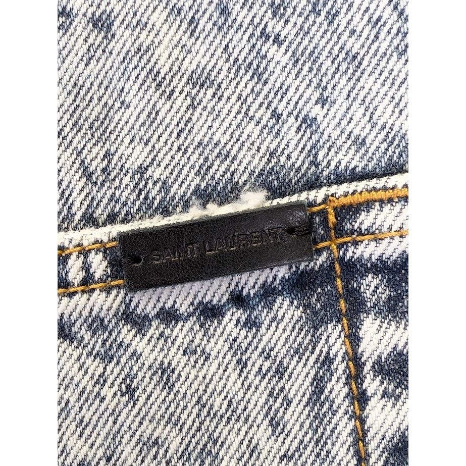 Saint Laurent Paris o1rshd1 Baggy Cropped Organic Jeans in Heavy Marble Blue Size US 36 / EU 52 - 15 Thumbnail