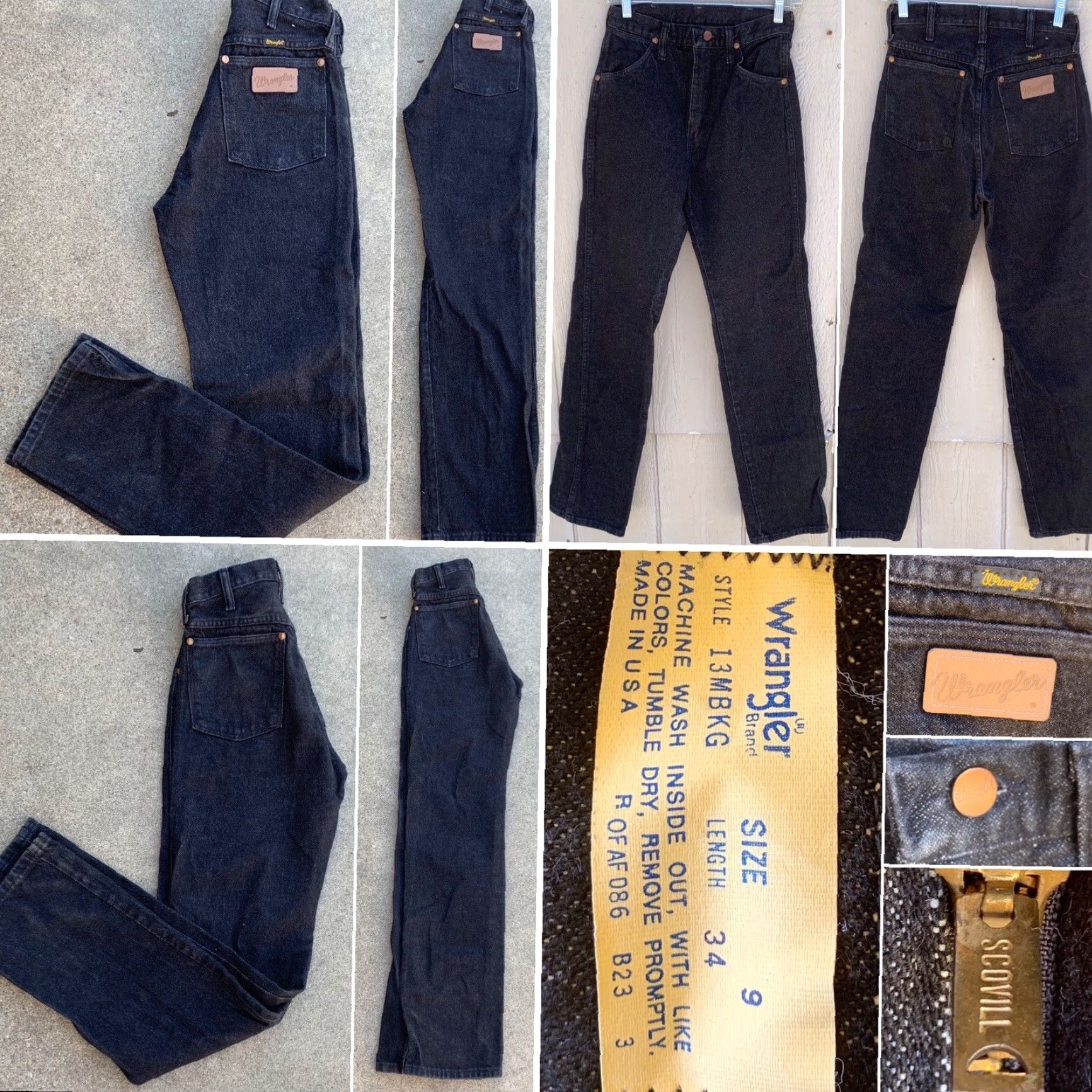 Wrangler VINTAGE Wrangler Jeans Black Scovill Zipper Size 9 26 1/2” Waist Inseam 34 Denim Rockabilly Womens or Juniors? Size 30" / US 8 / IT 44 - 4 Thumbnail