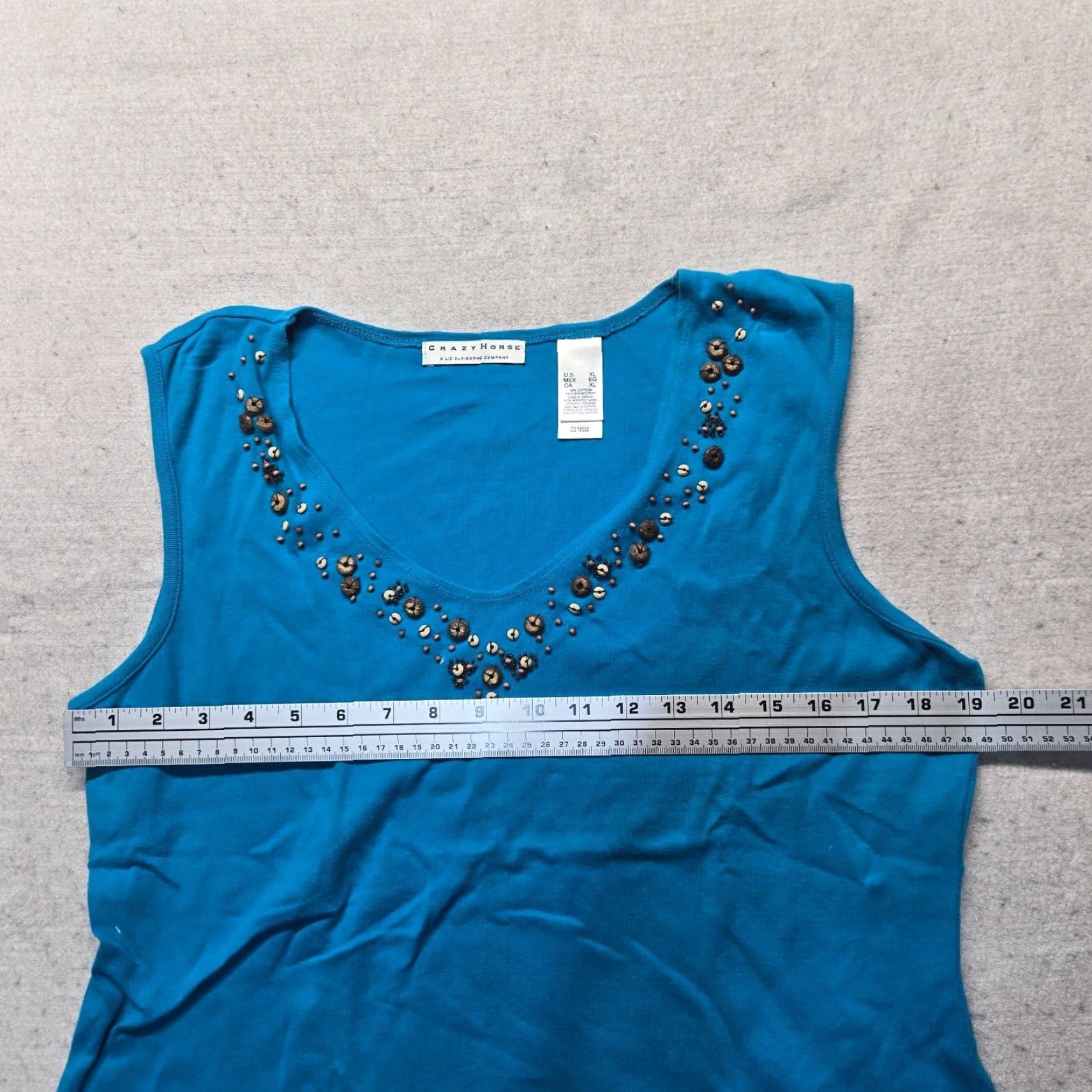 Vintage Crazy Horse Shirt Women XL Blue Sleeveless Crew Neck Tank Top Adult Size XL / US 12-14 / IT 48-50 - 6 Thumbnail