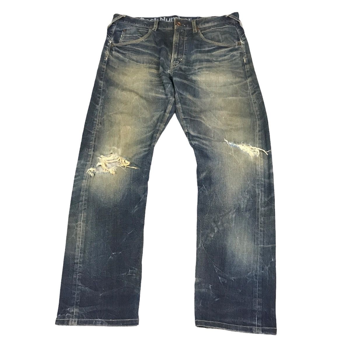 Japanese Brand Distressed Denim Back Number Japan Denim pants Size US 33 - 1 Thumbnail
