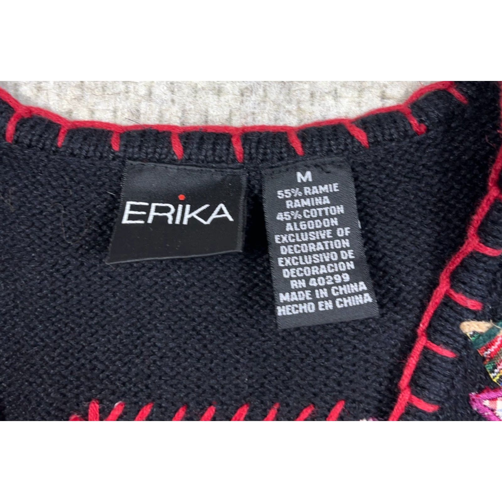 Vintage VINTAGE Erika Christmas Vest Women M Black Knit Full Zip Geometric 90s Holiday Ugly Sweater Grandma Tree Y2K Ladies Size M / US 6-8 / IT 42-44 - 4 Thumbnail