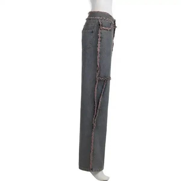 Jean Vintage Tassel Fur Trim Patchwork Jeans Size 27" / US 4 / IT 40 - 3 Thumbnail