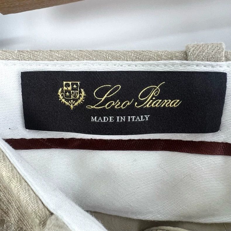 Loro Piana LORO PIANA Ladies Khaki Linen Straight Leg Trousers Size 28" / US 6 / IT 42 - 4 Thumbnail