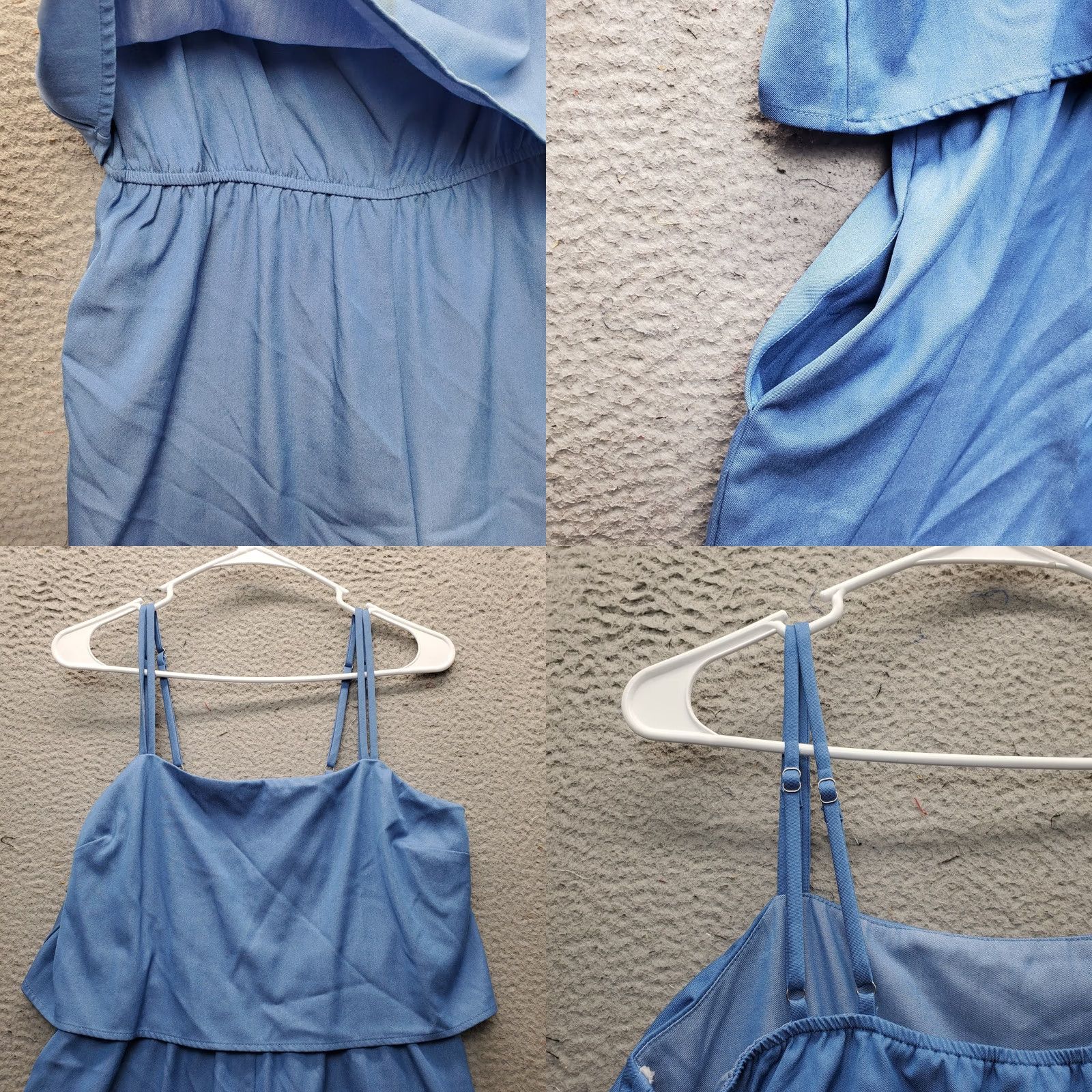 Lulus Lulus Short Romper Womens M Blue Stretch Flounce Layered Adjustable Strap - Size M Womens Color Blue Romper Shirt? Size 32" / US 10 / IT 46 - 8 Thumbnail