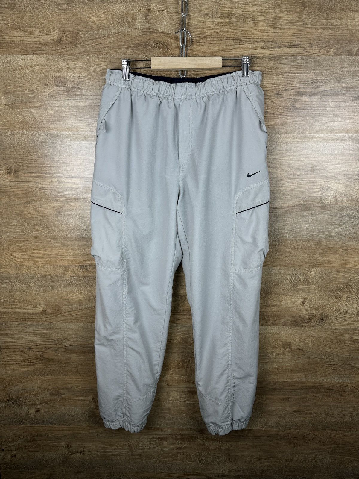 Nike × Vintage Mens Vintage Nike swoosh cargo pants drill sweatpants rare Size US 34 / EU 50 - 1 Thumbnail