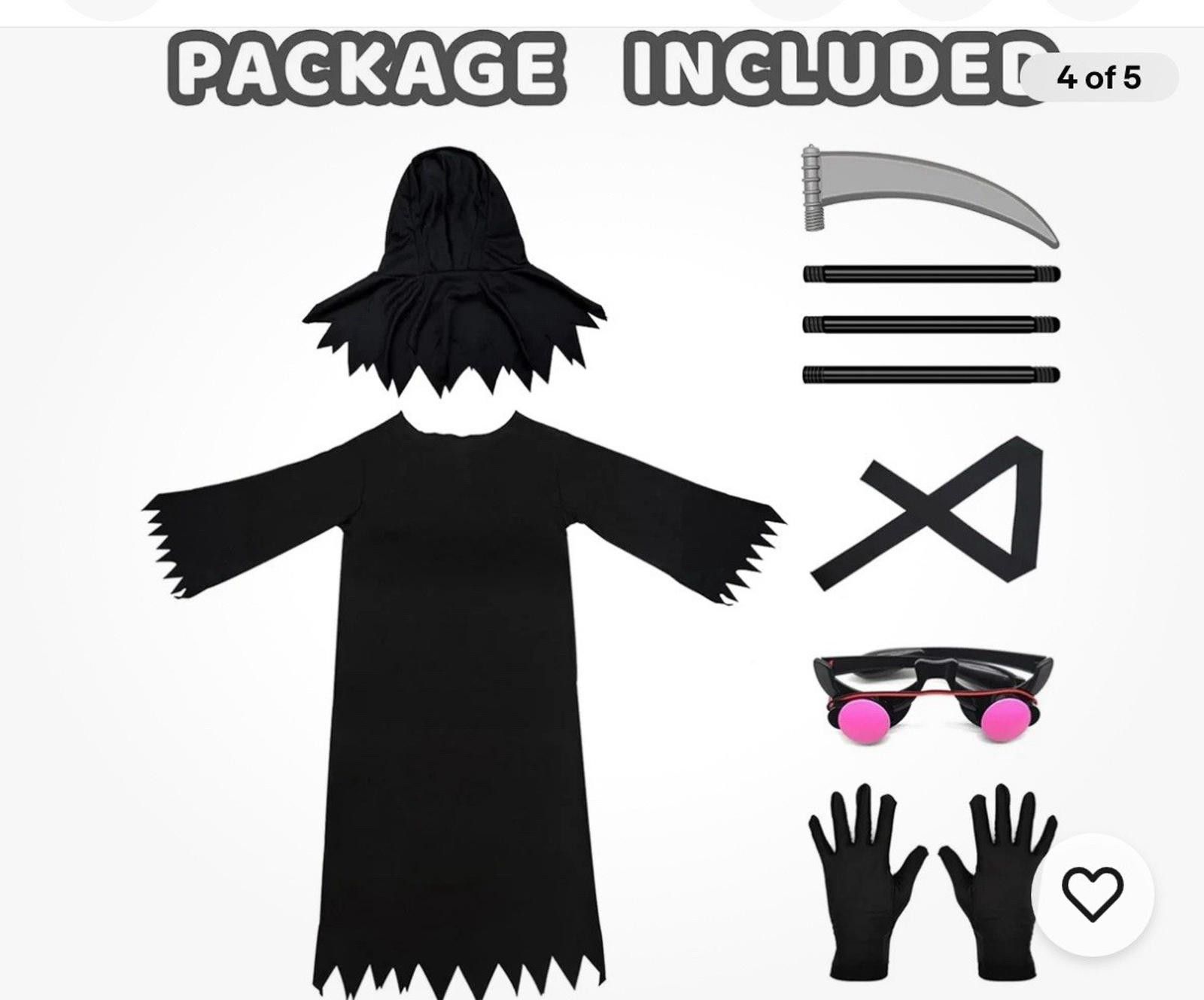 Other Grim Reaper Halloween Costume with Glowing Red Eyes Size ONE SIZE - 3 Thumbnail