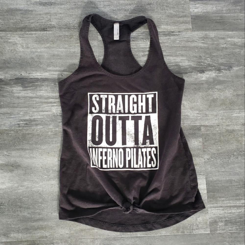 Next Level Apparel Black Straight Outta Inferno Pilates Racerback Tank Size S / US 4 / IT 40 - 1 Thumbnail