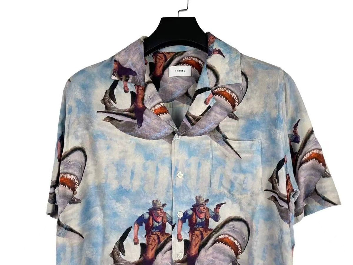 Rhude Rhude Shark Printed Distressed Button Ups Shirt Size US XS / EU 42 / 0 - 3 Thumbnail