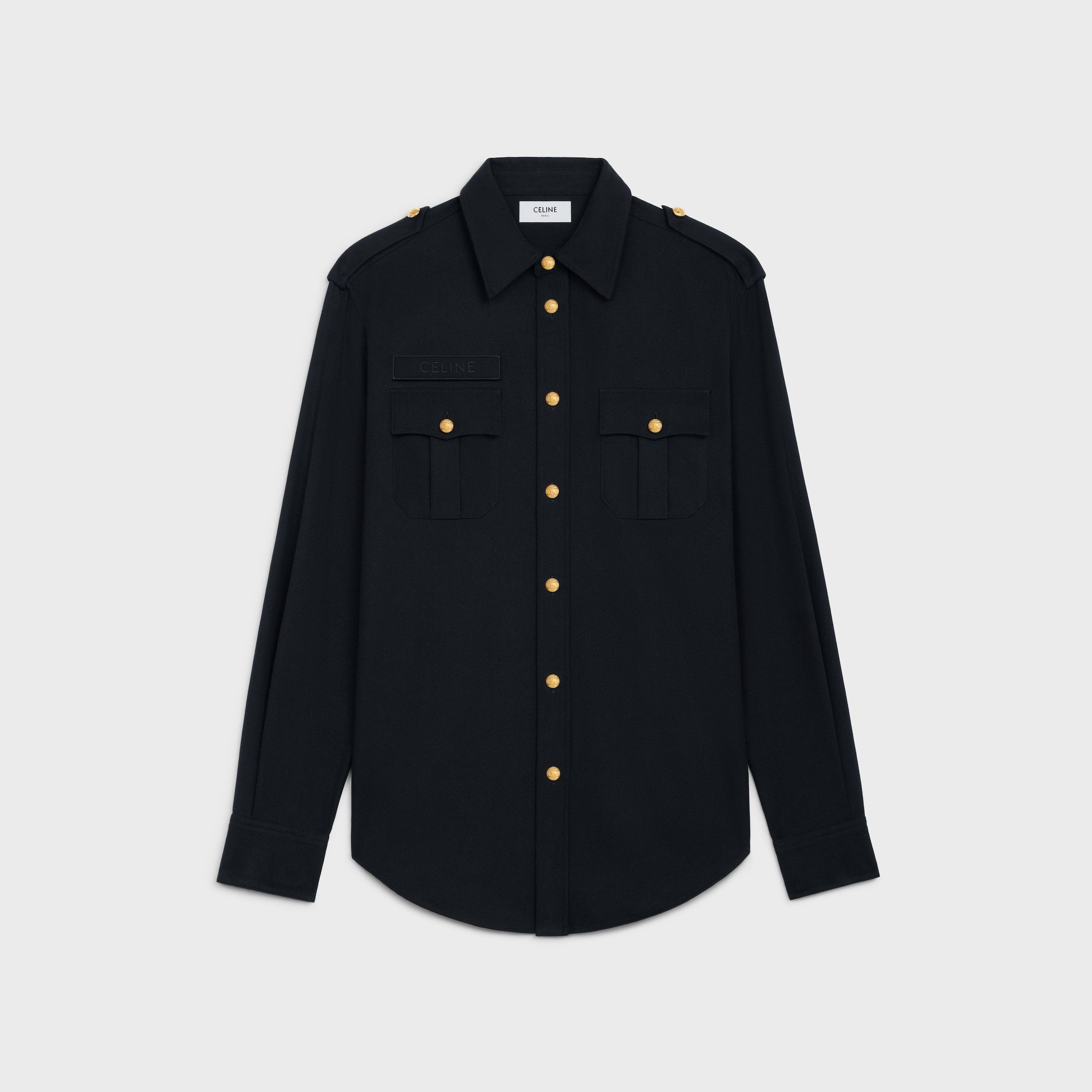 Celine MILITARY SHIRT IN COTTON WOOL TWILL navy Size US XXL / EU 58 / 5 - 1 Thumbnail