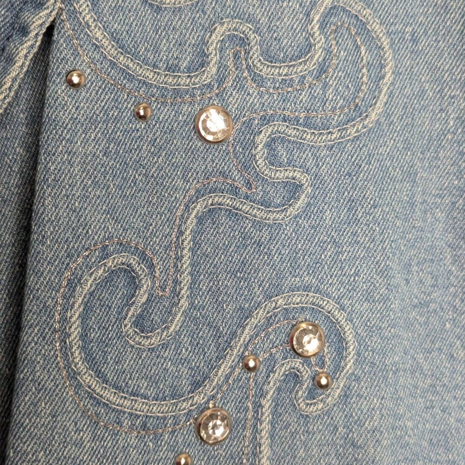 Vintage Vintage Blue Denim Long Sleeve Rhinestone Studded Blazer M Size M / US 6-8 / IT 42-44 - 9 Thumbnail