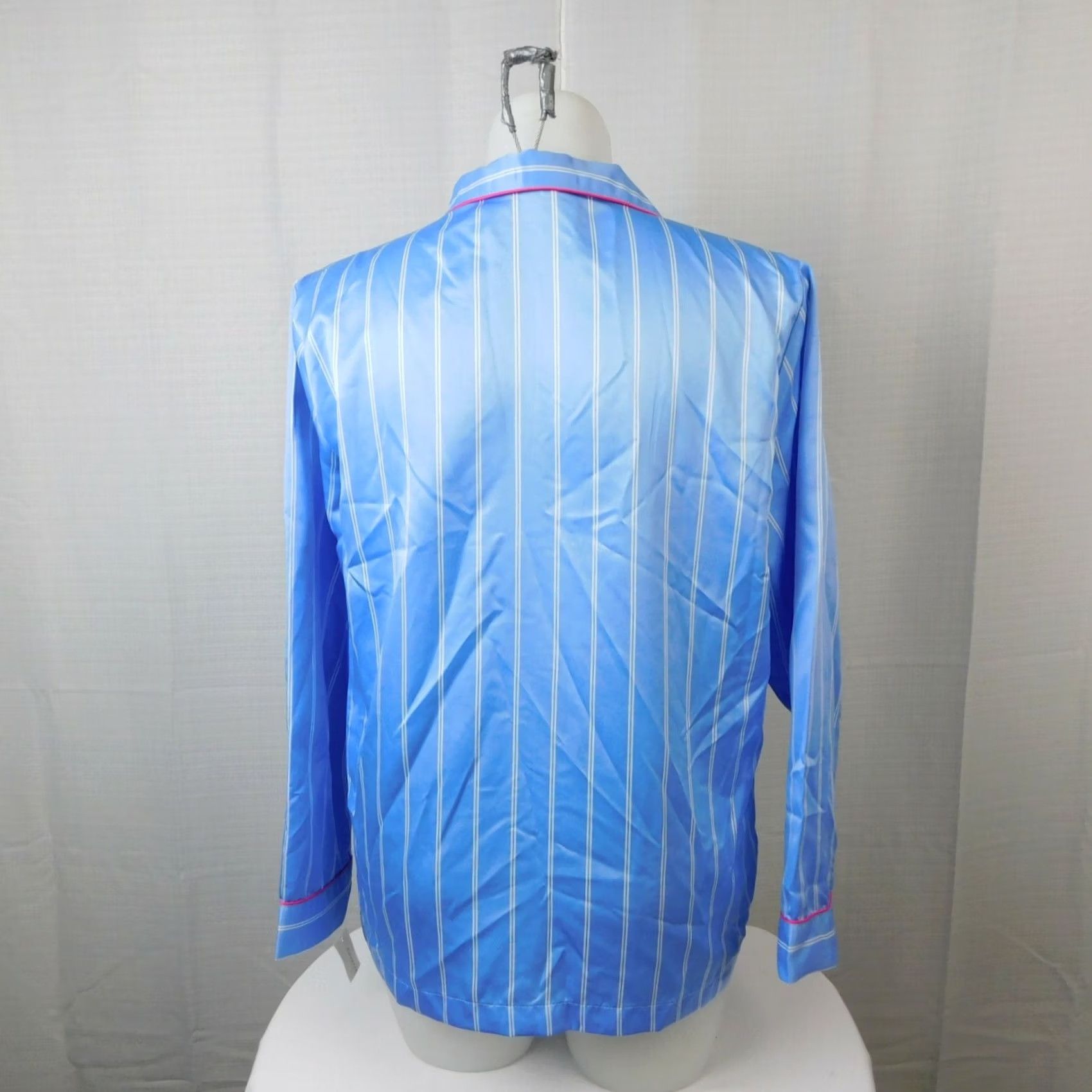 Charter Club Charter Club Pajama Top Shirt Notch Collar Satin Long Sleeve Blue Stripe Large Adult Women XS? Size L / US 10 / IT 46 - 2 Thumbnail