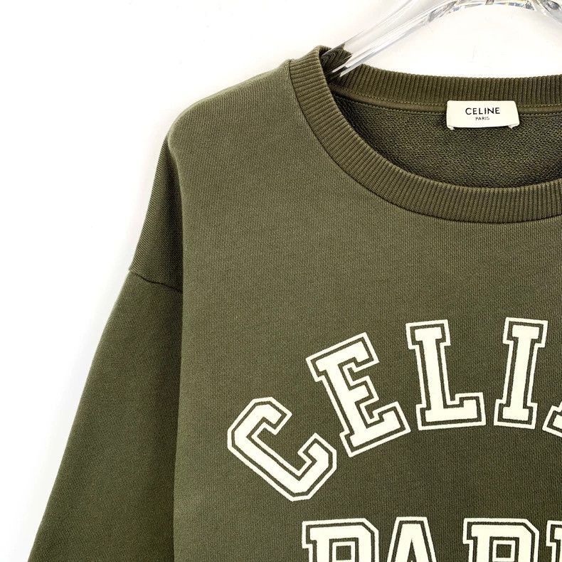 Celine Celine Army Green Logo Printed Cotton TShirt Size US XS / EU 42 / 0 - 3 Thumbnail