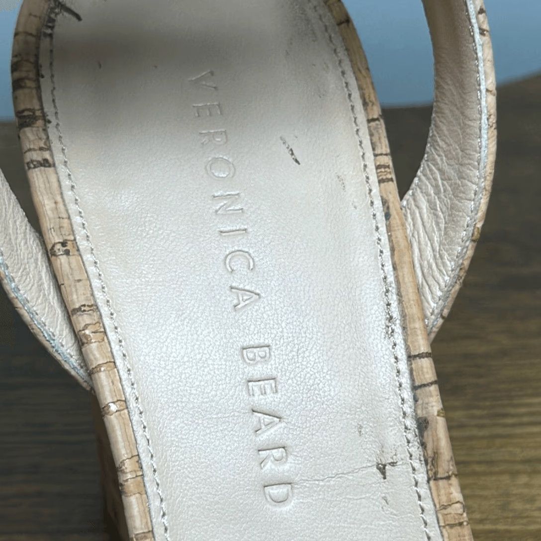 Veronica Beard Veronica Beard Women's Sandal Cyndi Wedge Cork Made in Italy 7.5 Tan Multicolor Strappy Ankle Strap Upper Cork Heel 4" US 7.5 Women's Size US 8 / IT 38 - 6 Thumbnail
