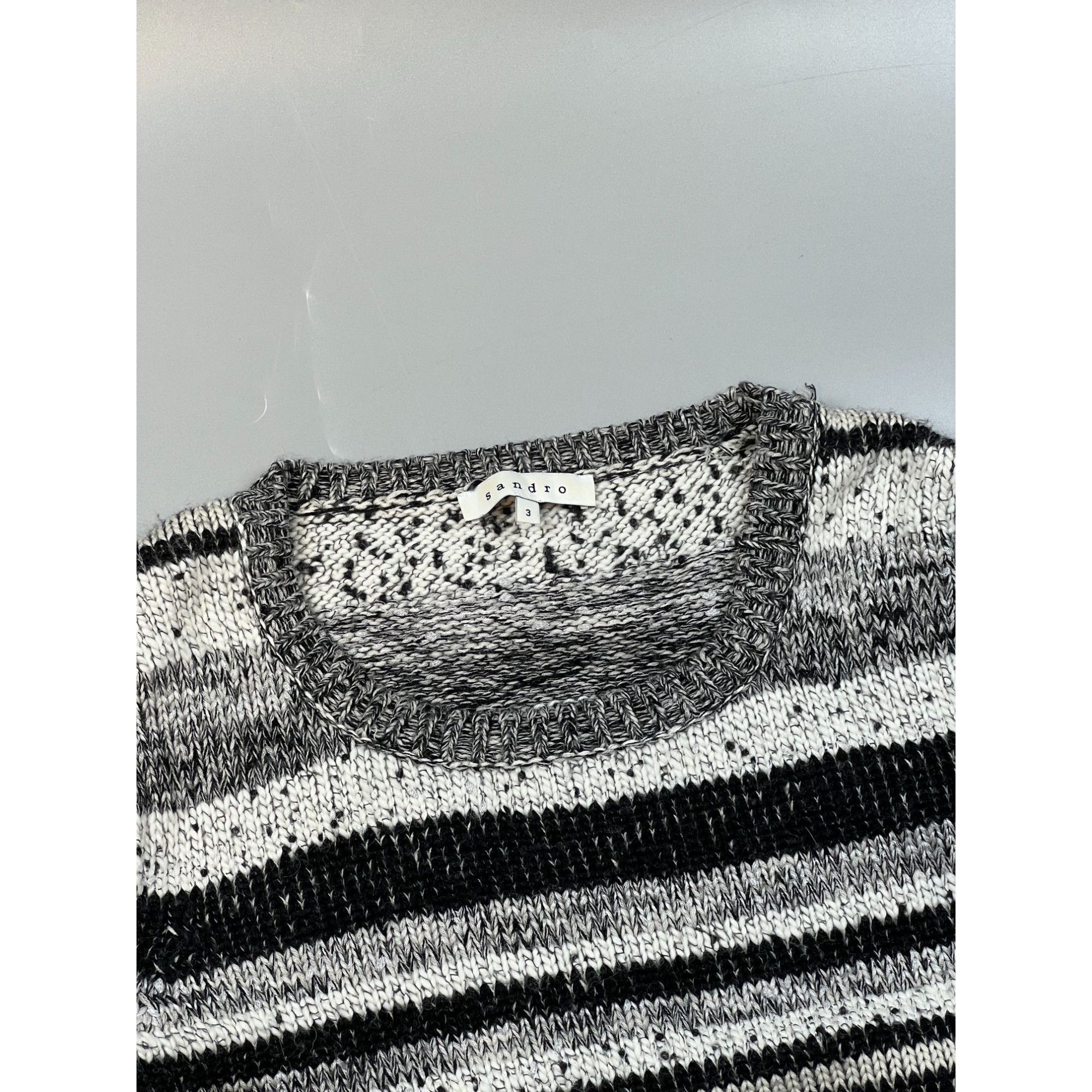 Sandro Sandro Wool Blend Striped Sweater (Y0673) Size M / US 6-8 / IT 42-44 - 3 Thumbnail