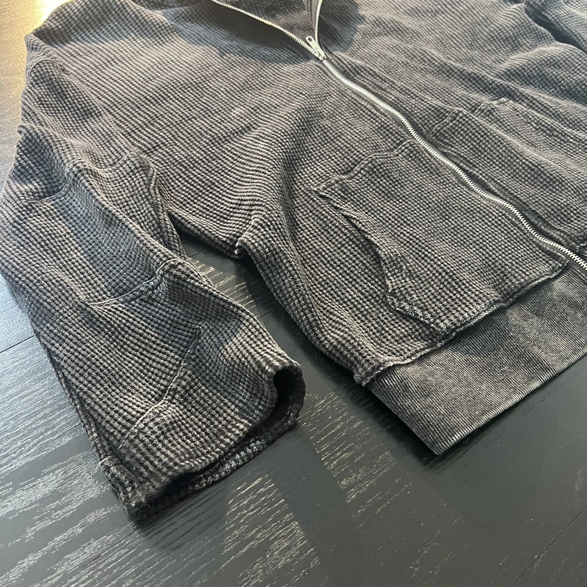 Vintage XWore Faded Black Waffle Zip Hoodie Size US L / EU 52-54 / 3 - 4 Thumbnail