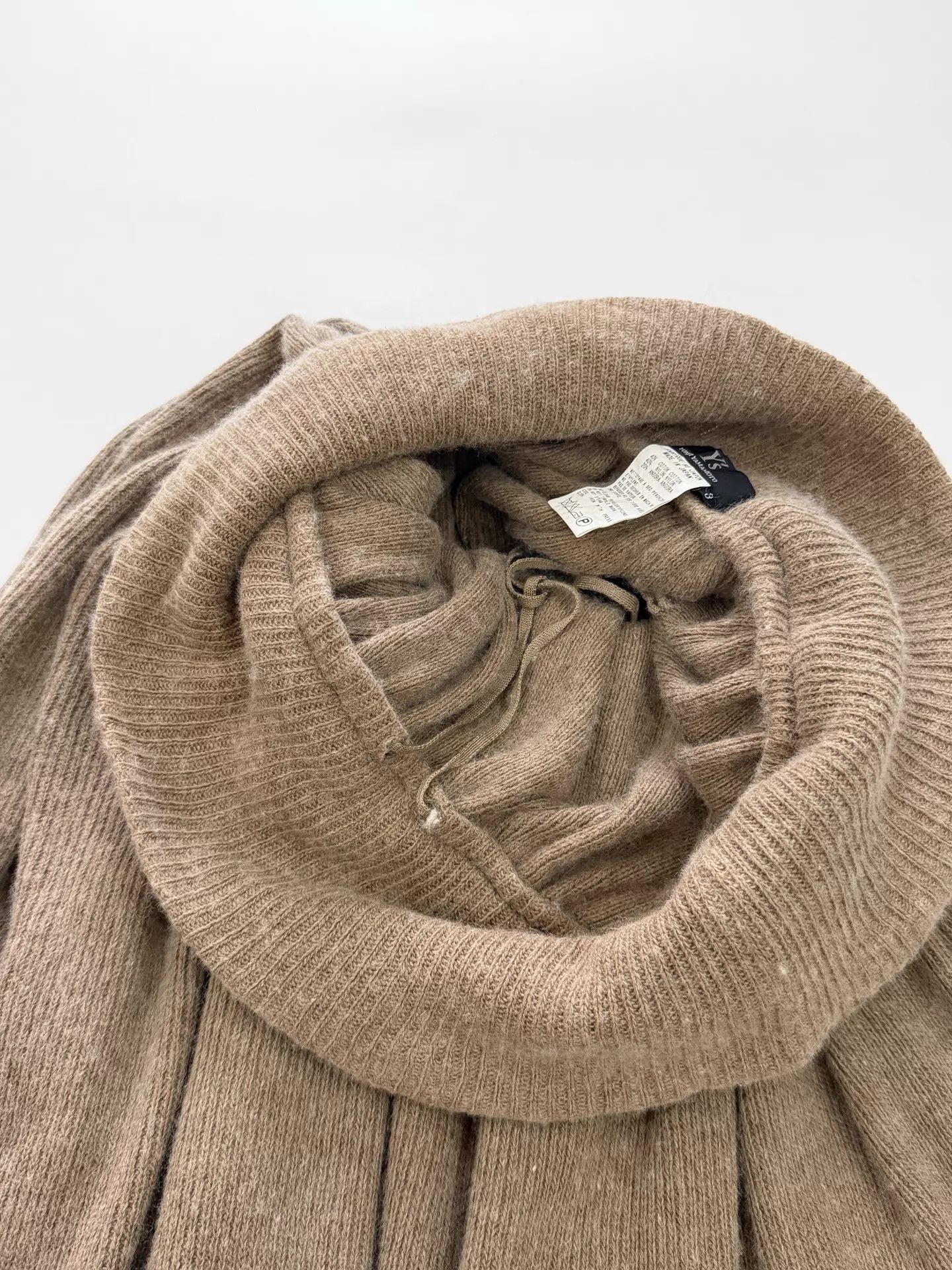 Y's Y's by Yohji Yamamoto Camel Waist-Cuff Knit Skirt Size 28" / US 6 / IT 42 - 8 Thumbnail