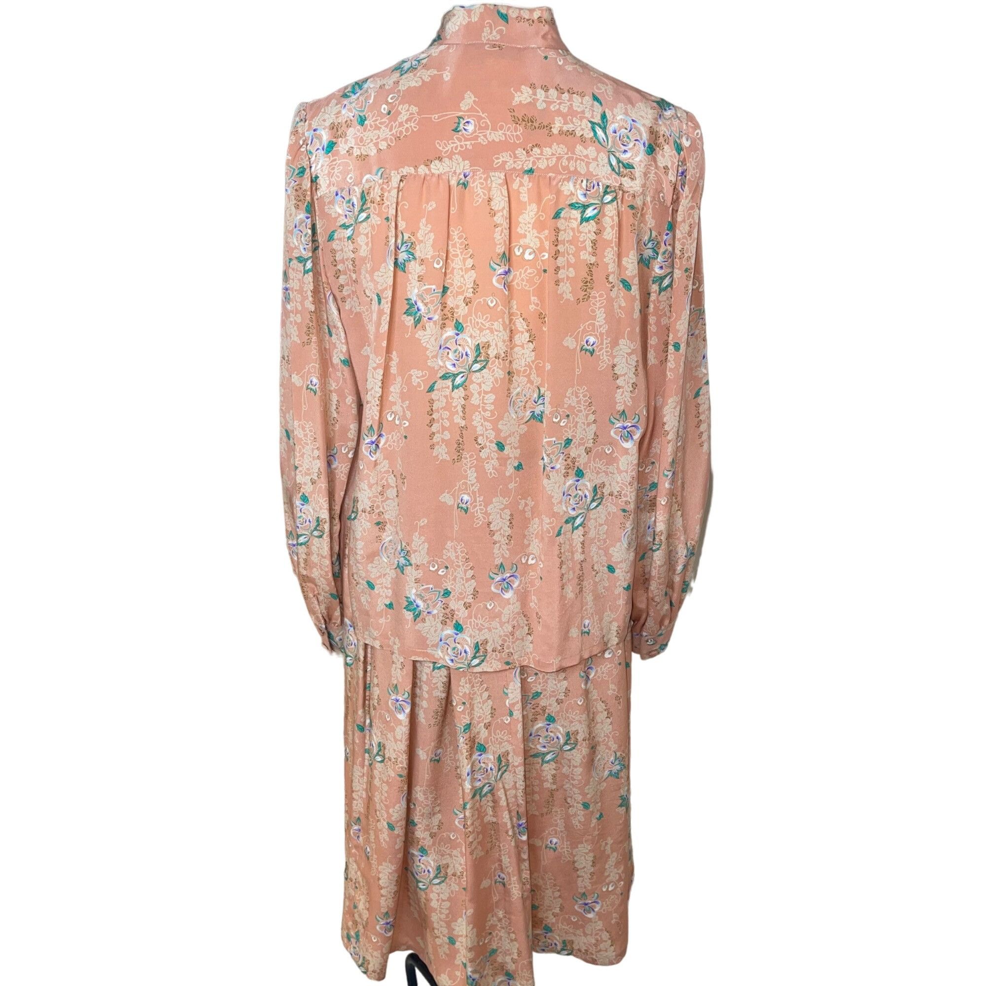 Dls International Vintage Womens Skirt Blouse Set Size 14