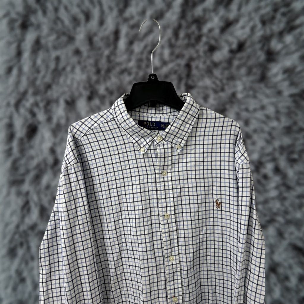 Ralph Lauren VINTAGE Polo Ralph Lauren Shirt Mens 2XL White Blue Plaid Button-Down L/S Classic Fit Size US XXL / EU 58 / 5 - 1 Thumbnail