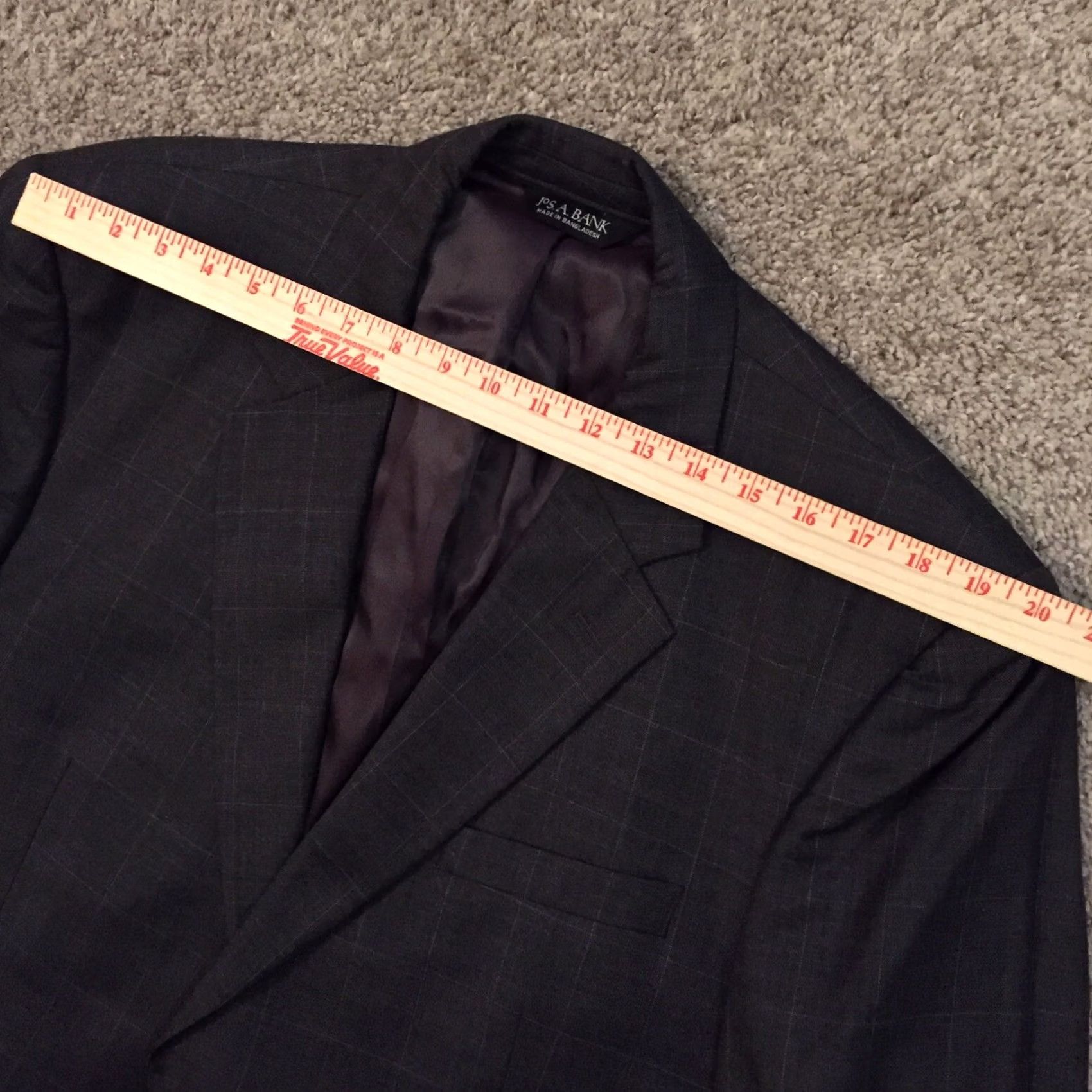 Jos. A. Bank Jos A Bank Blazer Mens 46 Regular Wool Plaid Notch Lapel 2 Button Single-Breasted Two-Button Front Vent Gray Window Pane Jacket Coat Size 46R - 2 Thumbnail