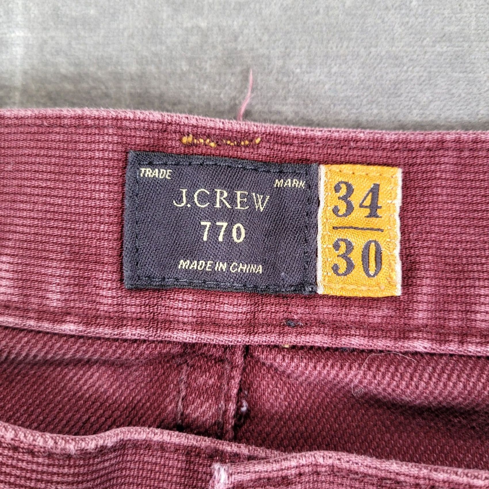 J.Crew J.Crew 770 Straight Fit Corduroy Pants Mens 34x30 Burgundy Red Maroon Wine Casual Chino 5-Pocket Straight Leg Vintage No Size US 34 / EU 50 - 2 Thumbnail
