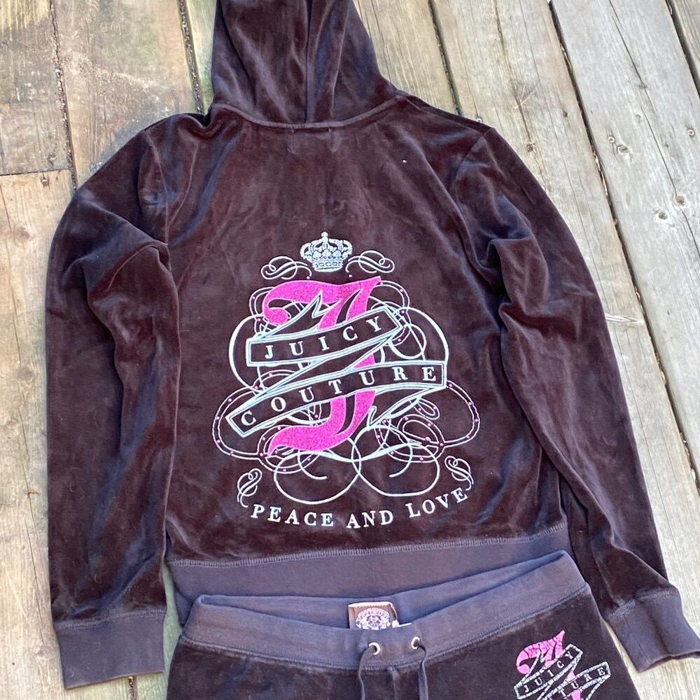 Juicy Couture Vintage Y2K Juicy Couture Velour Tracksuit Black Bedazzled Size M / US 6-8 / IT 42-44 - 4 Thumbnail