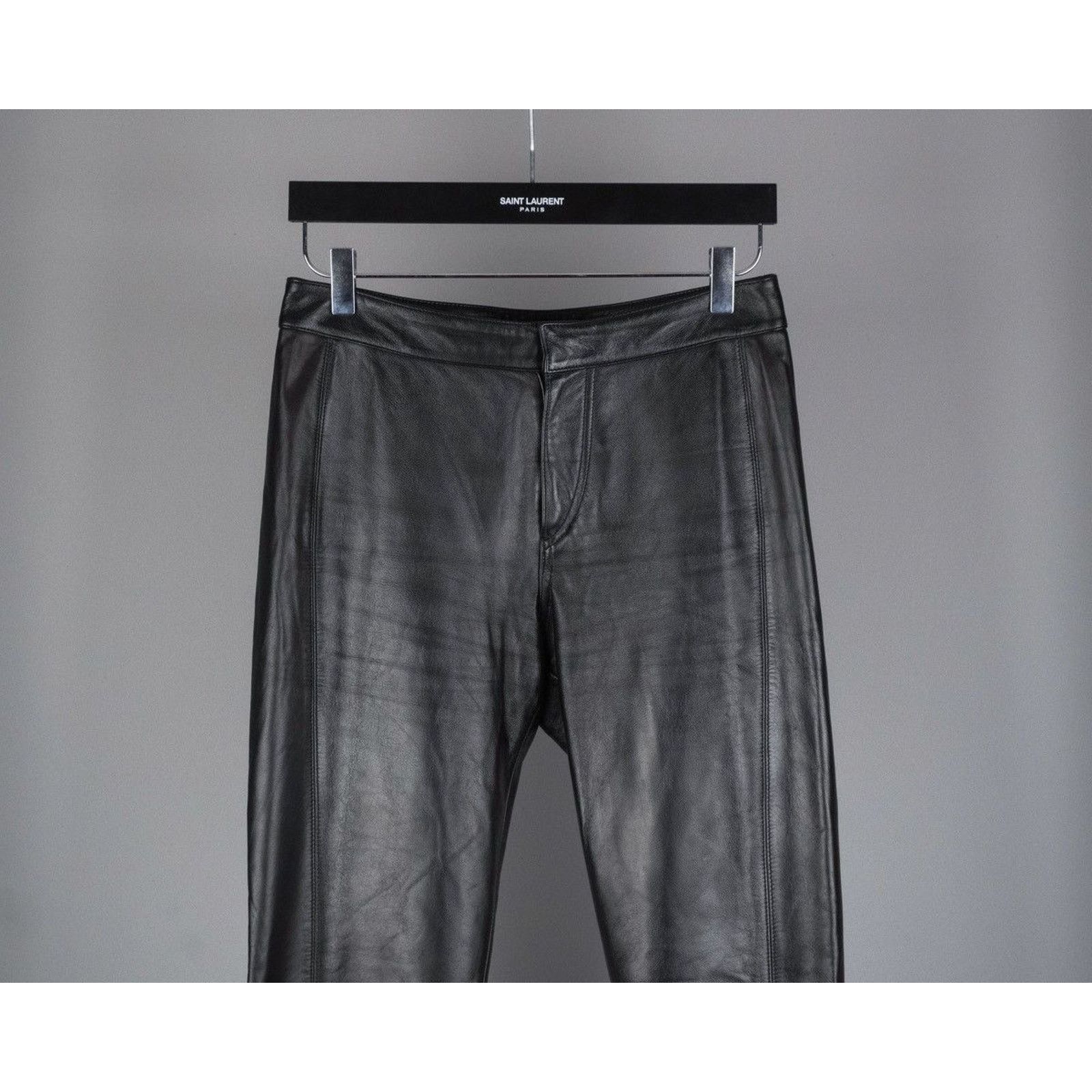 Levi's × Vintage Vintage levis real leather red logo black flared pants Size US 29 - 2 Thumbnail