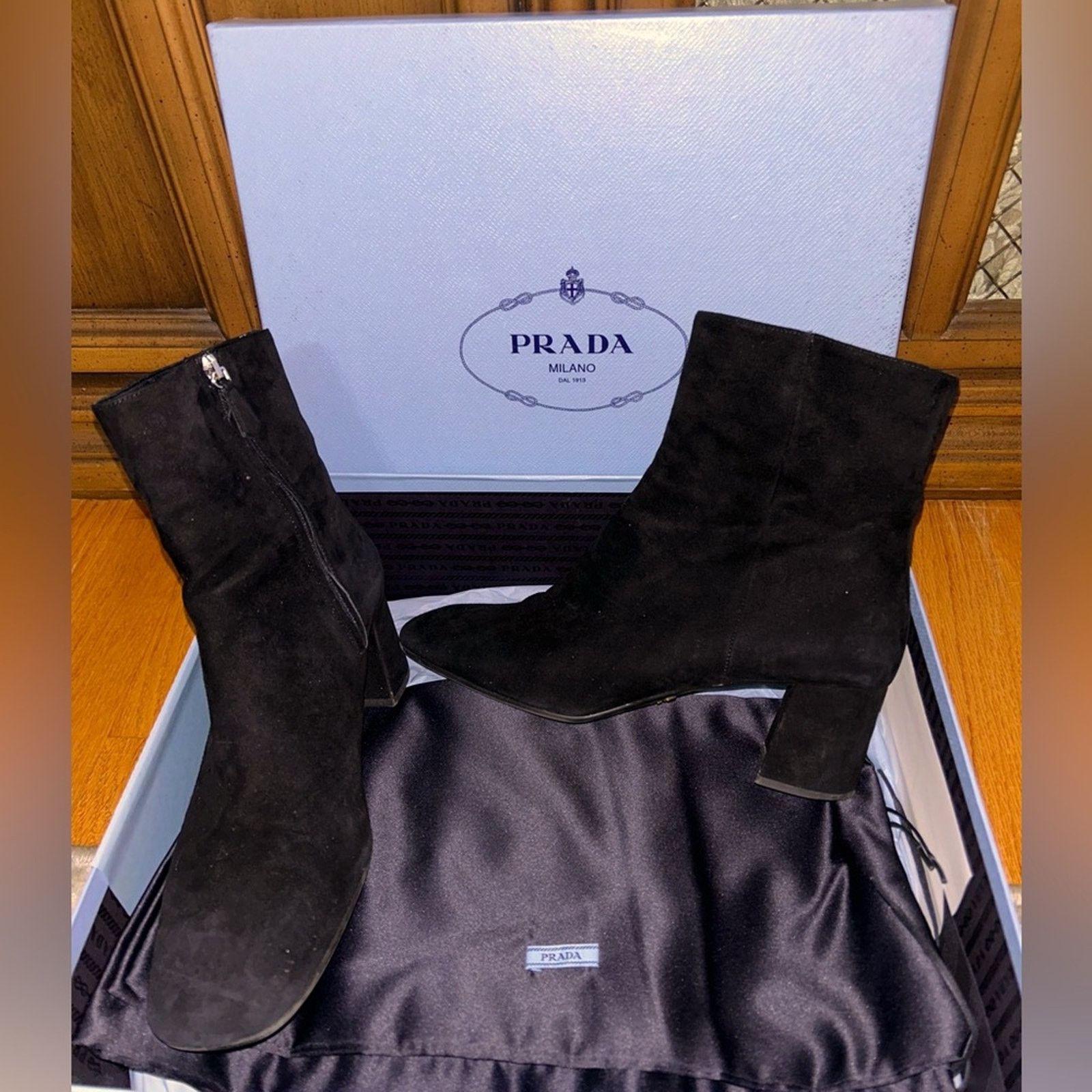 Prada *worn once* suede Prada booties 🖤 Size US 8.5 / IT 38.5 - 1 Thumbnail