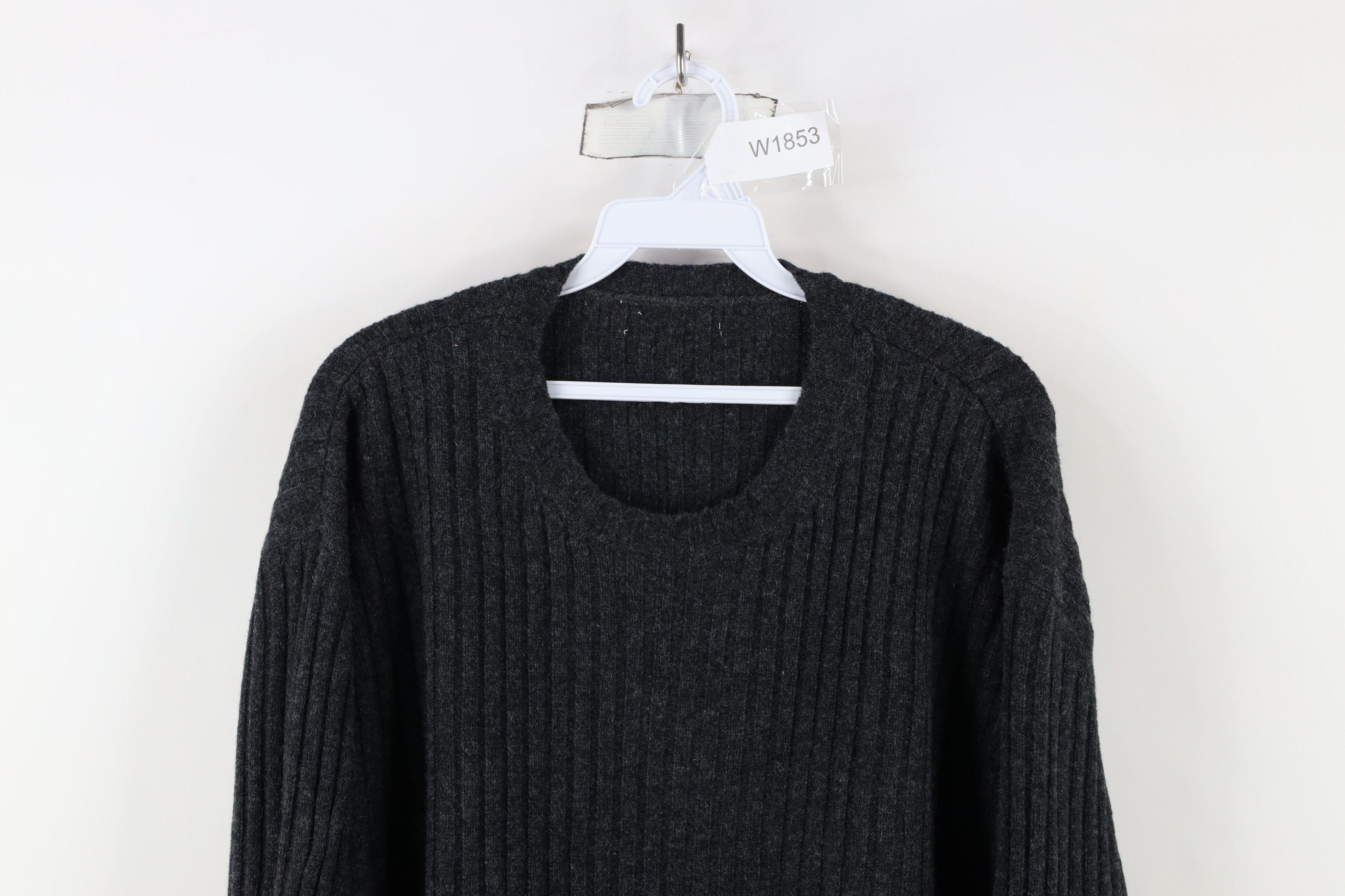 Vintage Vintage 90s Streetwear Blank Wool Ribbed Knit Sweater Gray Size US XL / EU 56 / 4 - 2 Thumbnail