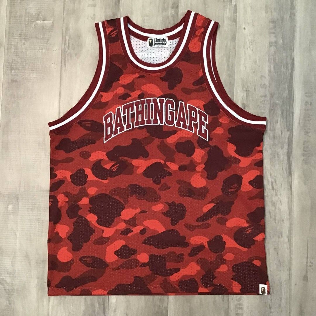 BAPE Red camo basketball tank top a bathing ape
