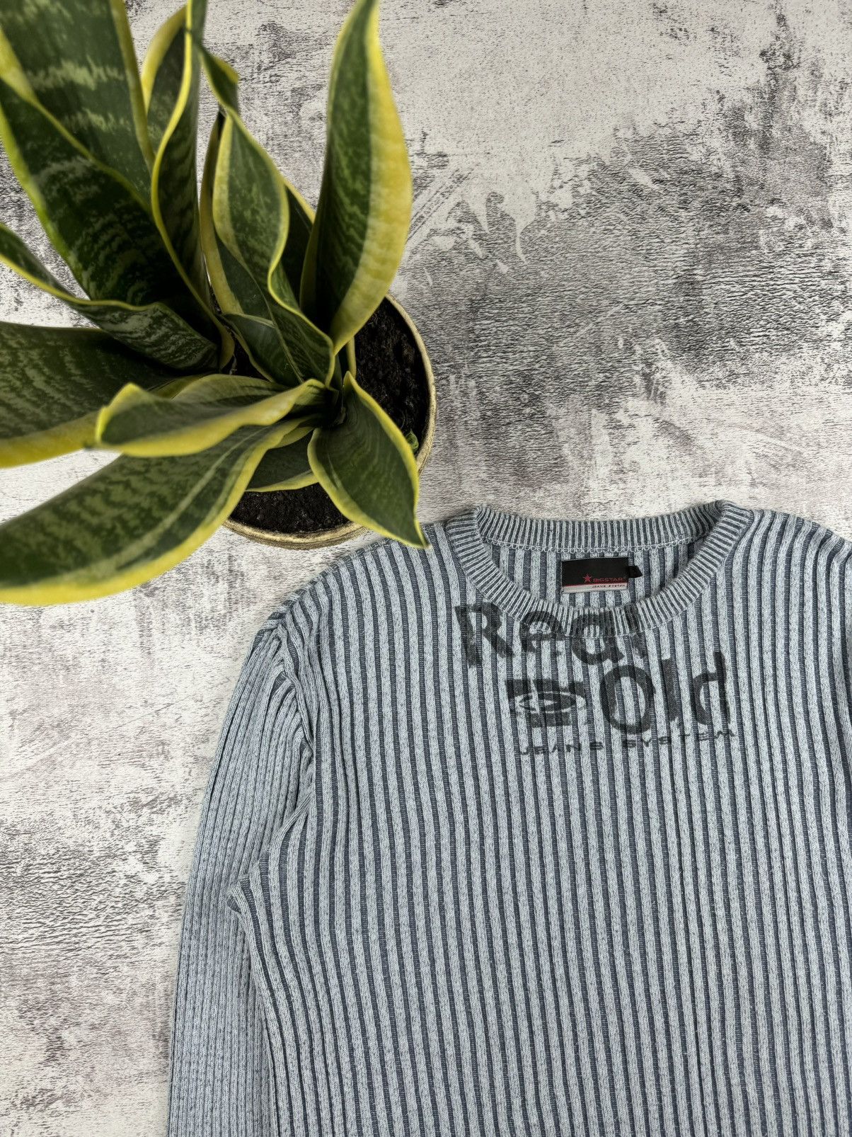 Big Star Japan Bigstar Jeans Striped Abstract Ribbed Knit Sweater Y2K Size US L / EU 52-54 / 3 - 5 Thumbnail