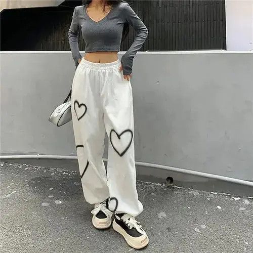 Japanese Brand Women Casual Heart Print Sweatpants Summer Hip Hop Size 36" / US 14 / IT 50 - 7 Thumbnail