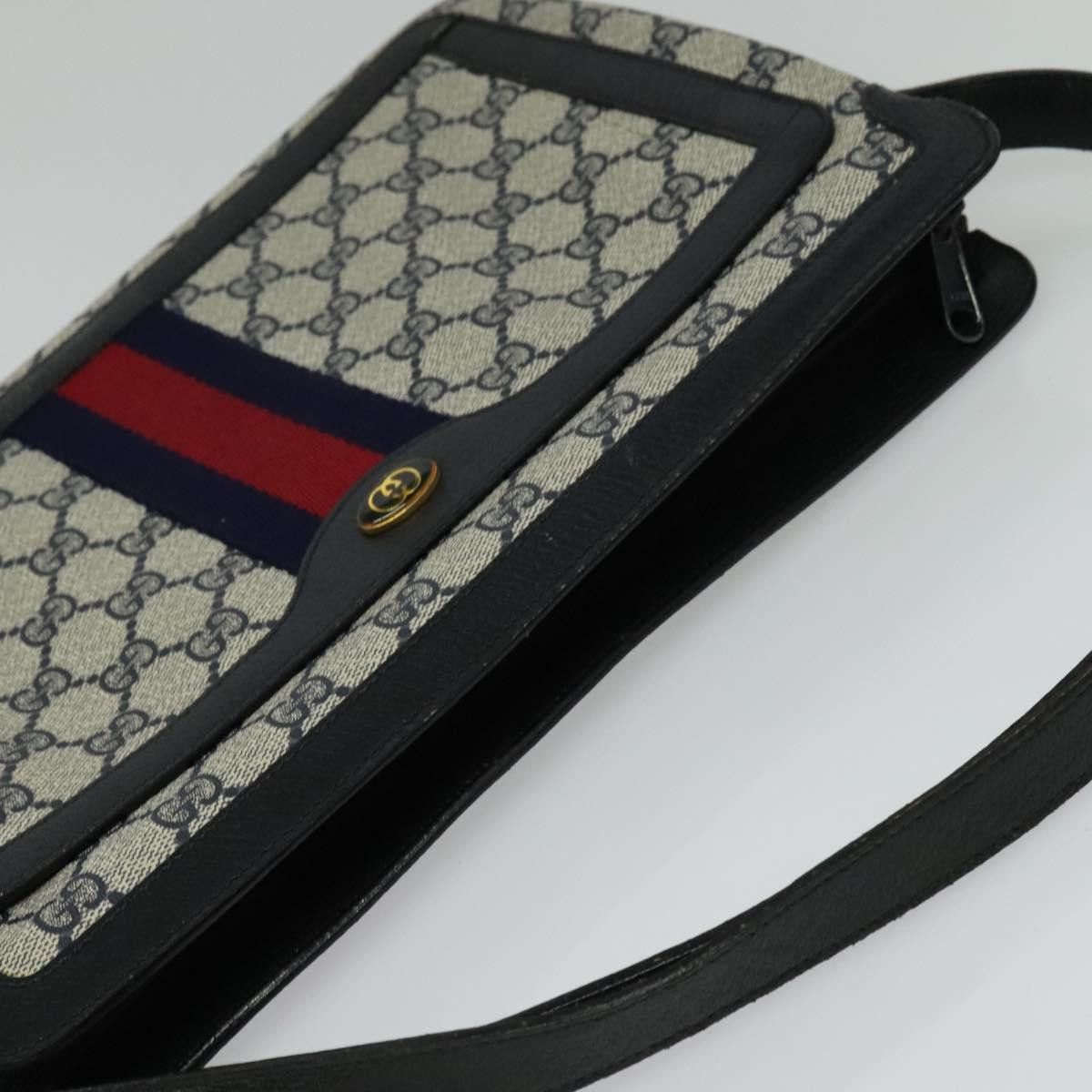 Gucci GUCCI GG Supreme Sherry Line Shoulder Bag Pvc Navy Gold 904 Size ONE SIZE - 6 Thumbnail