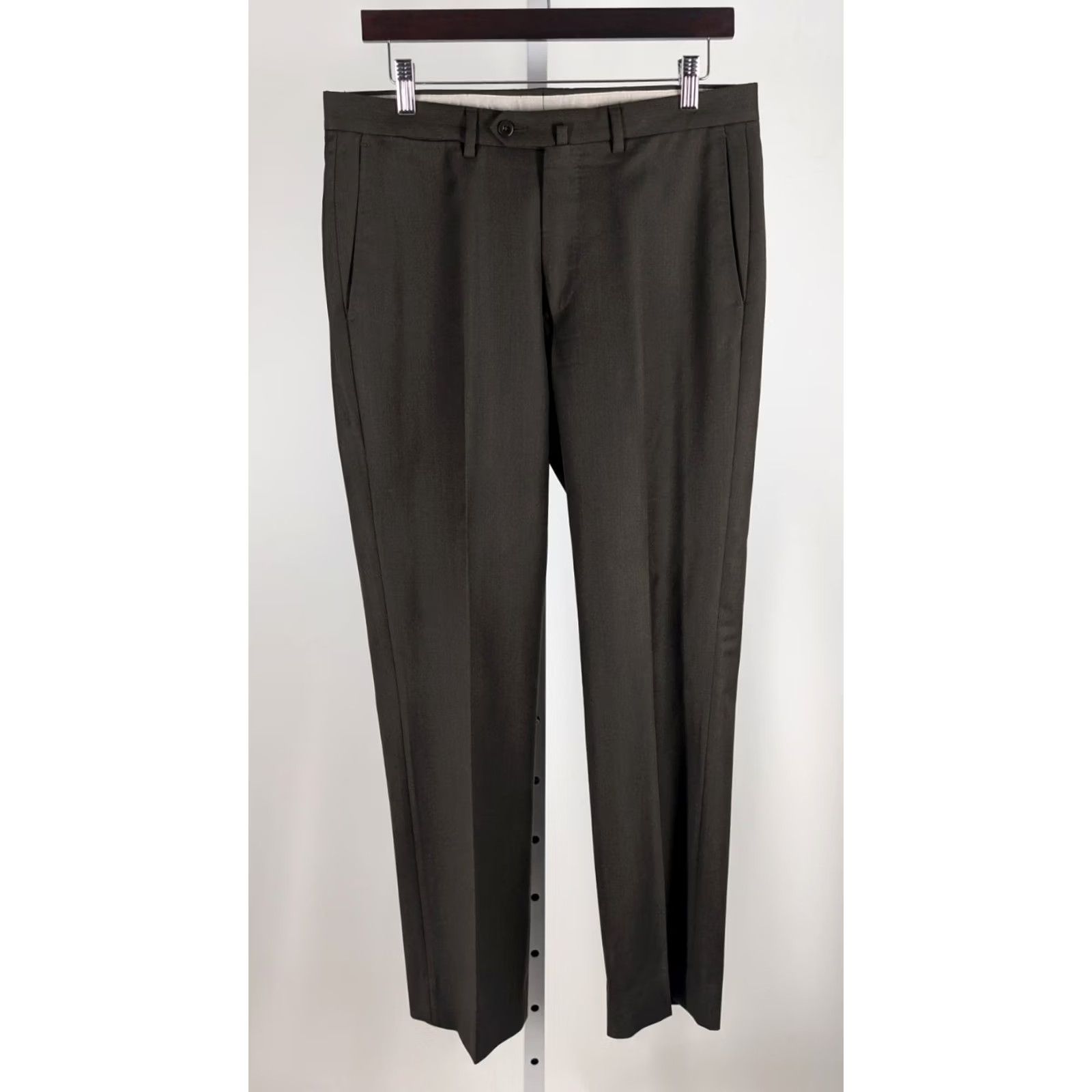Ermenegildo Zegna VINTAGE Ermenegildo Zegna Pants Dress Wool Flat Front Dark Olive Portugal 32" Size US 31 - 2 Thumbnail