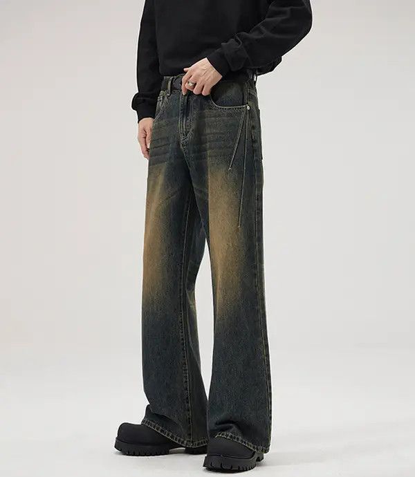 Japanese Brand Maki Men's vintage distressed washed loose flared jeans Size US 32 / EU 48 - 7 Thumbnail