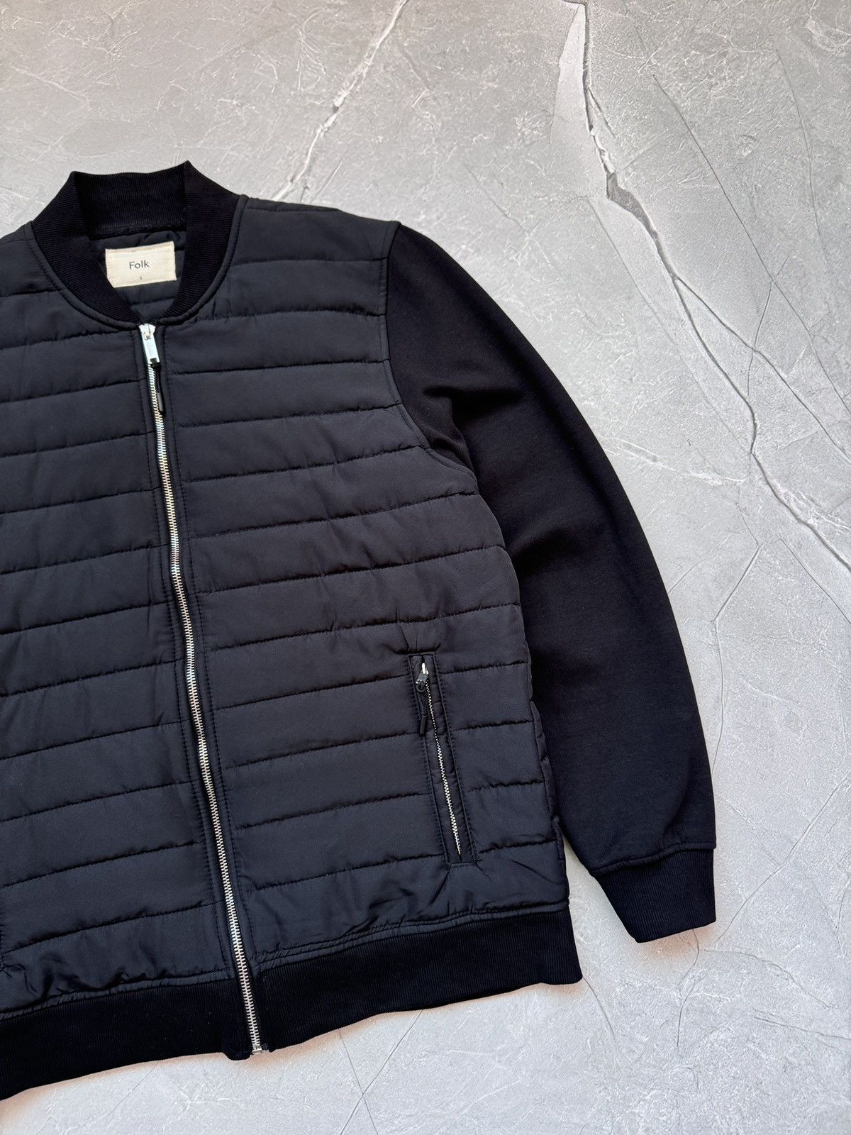 Folk Folk Nylon Cotton Quilted Light Bomber Jacket Black Size US L / EU 52-54 / 3 - 4 Thumbnail
