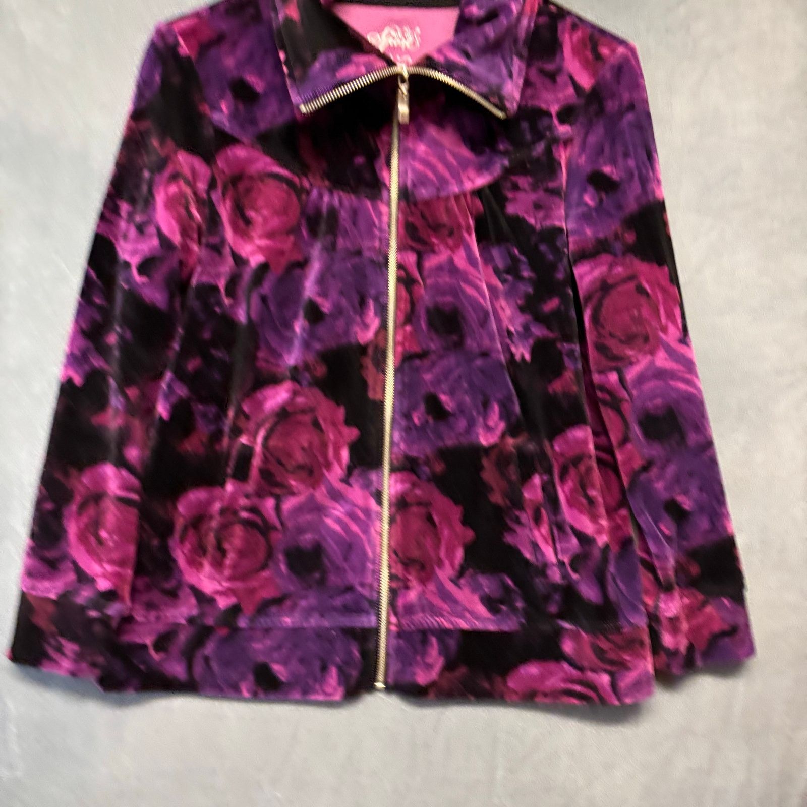 Other Style Co Sport Velvet Jacket Zip Up Turtleneck Track Jacket Size L / US 10 / IT 46 - 4 Thumbnail