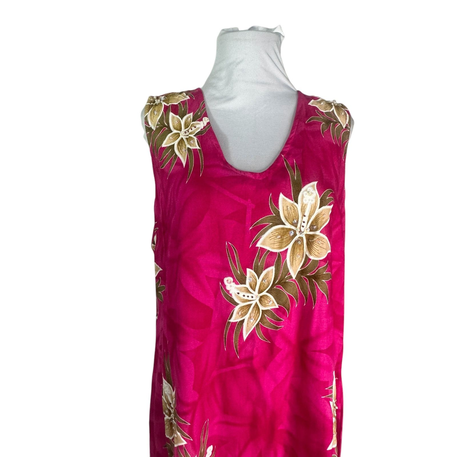 Vintage Vintage Y2k Pink Floral Maxi Lounge Pool Dress M/L Size M / US 6-8 / IT 42-44 - 4 Thumbnail