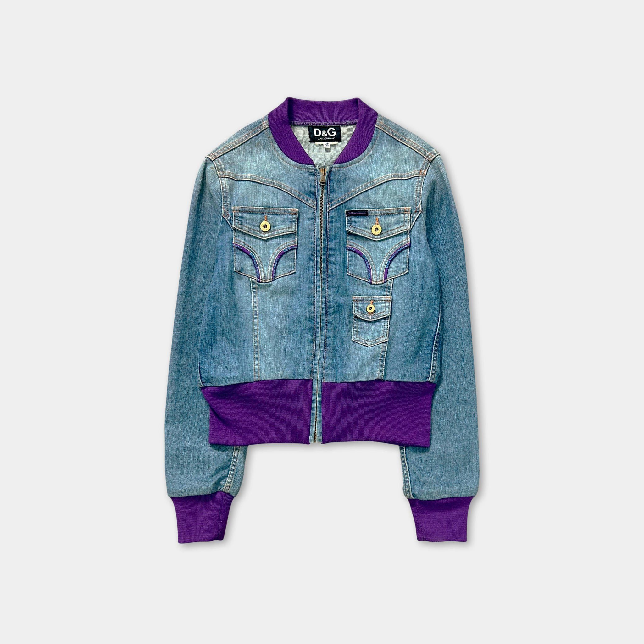 Dolce & Gabbana Dolce & Gabbana 2000's Denim Purple Bomber Jacket Size S / US 4 / IT 40 - 1 Thumbnail